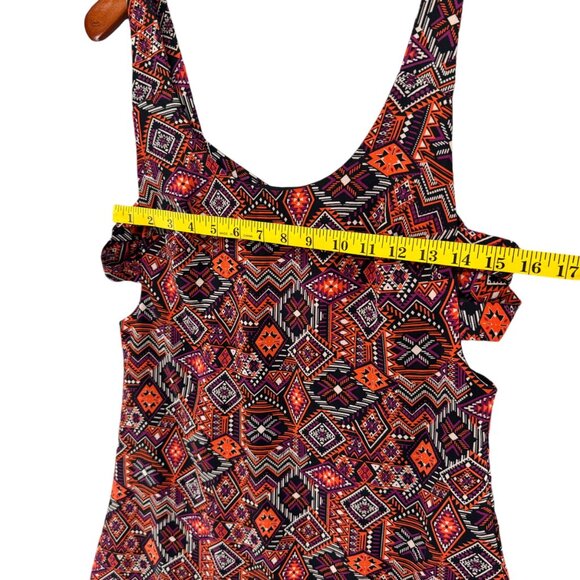 Tobi Mini Tank Dress Red Burgundy Aztec Print Boho Sleeveless Pullover Size M - Picture 10 of 14